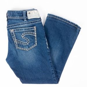 Silver Suki Bootcut Womens Jeans Thick Stitch Faded Dark Wash 30/27